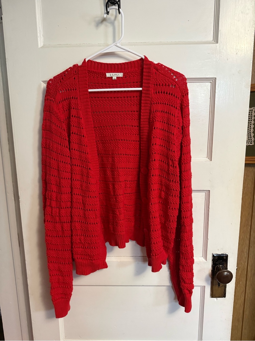 Z Supply red button-up cardigan Size L #knitwear #red